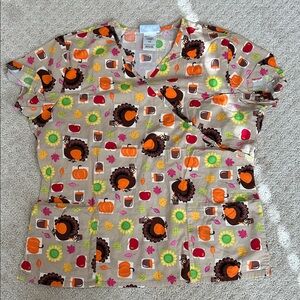 Thanksgiving Themed Scrub Top